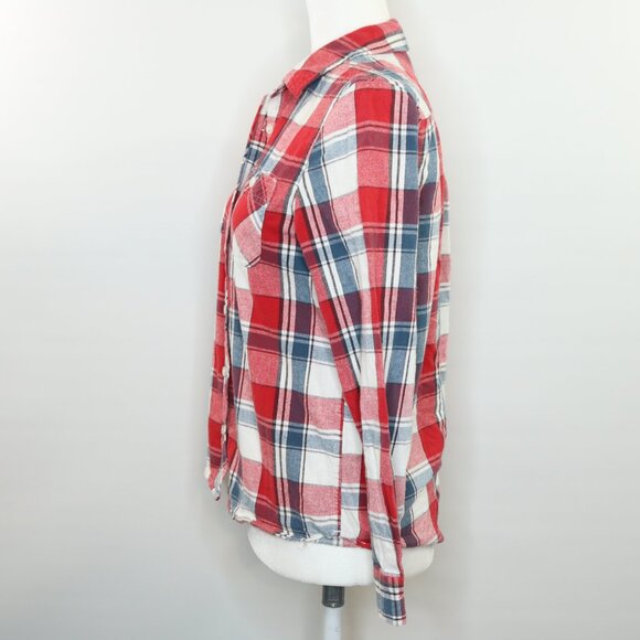 Levis Flannel Shirt Red Blue White Plaid Long Sleeve Button Up - Picture 4 of 11